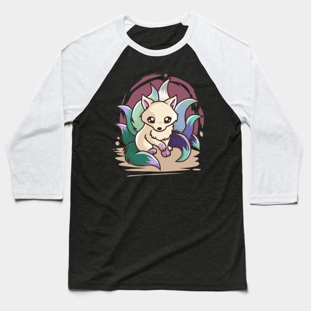 Gay Man Pride Cute Kitsune Baseball T-Shirt by Psitta